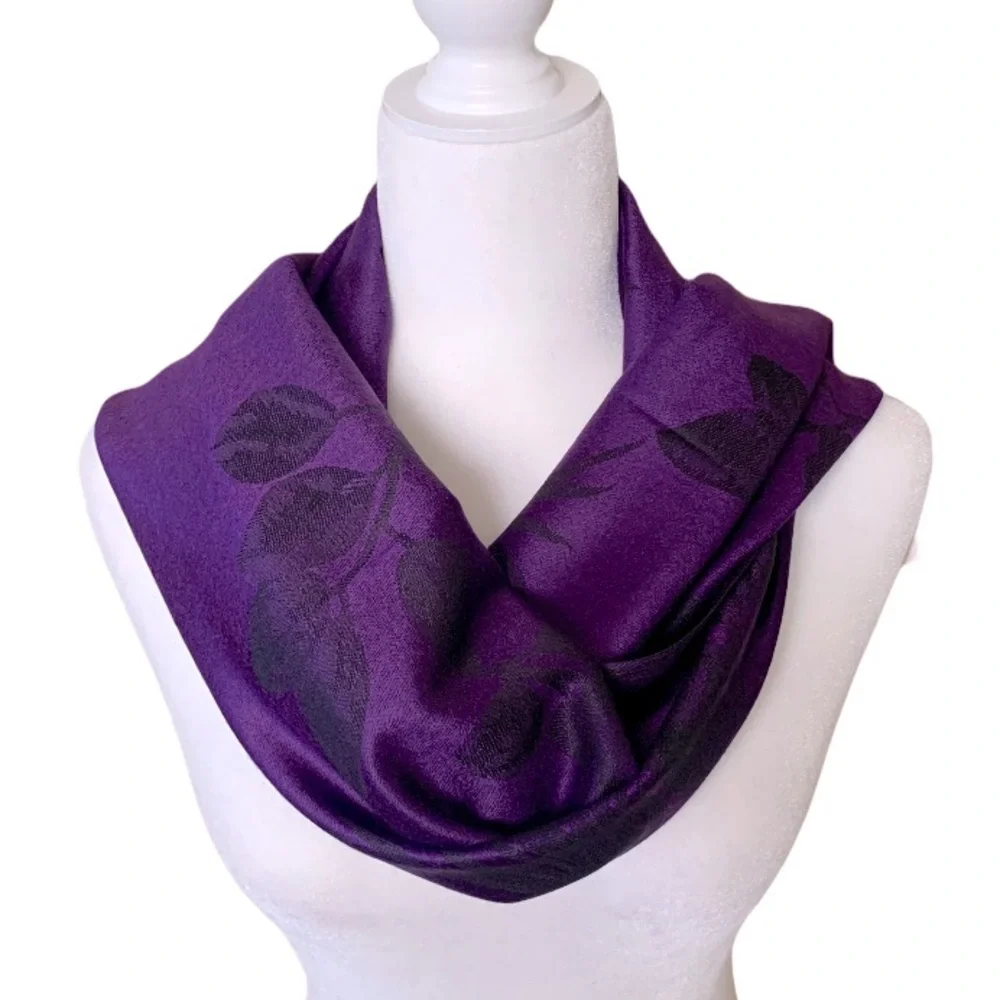 Beautiful Dark Purple Pashmina Silk Shawl/ Scarf/ NEW
